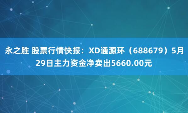 永之胜 股票行情快报:XD通源环(688679)5月29日主力资金净卖出5660.00元
