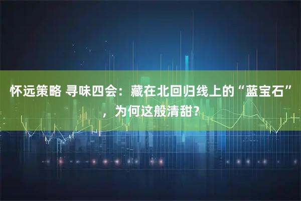 怀远策略 寻味四会：藏在北回归线上的“蓝宝石”，为何这般清甜？